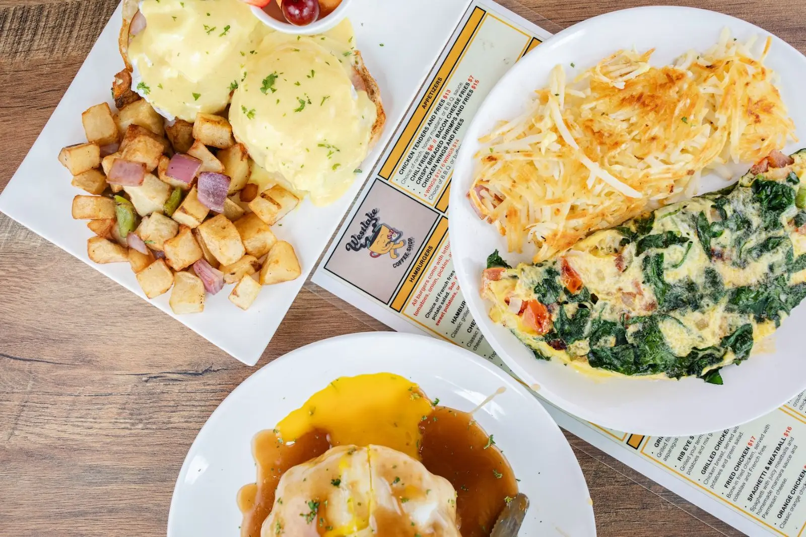 Eggs Benedict with home potatoes