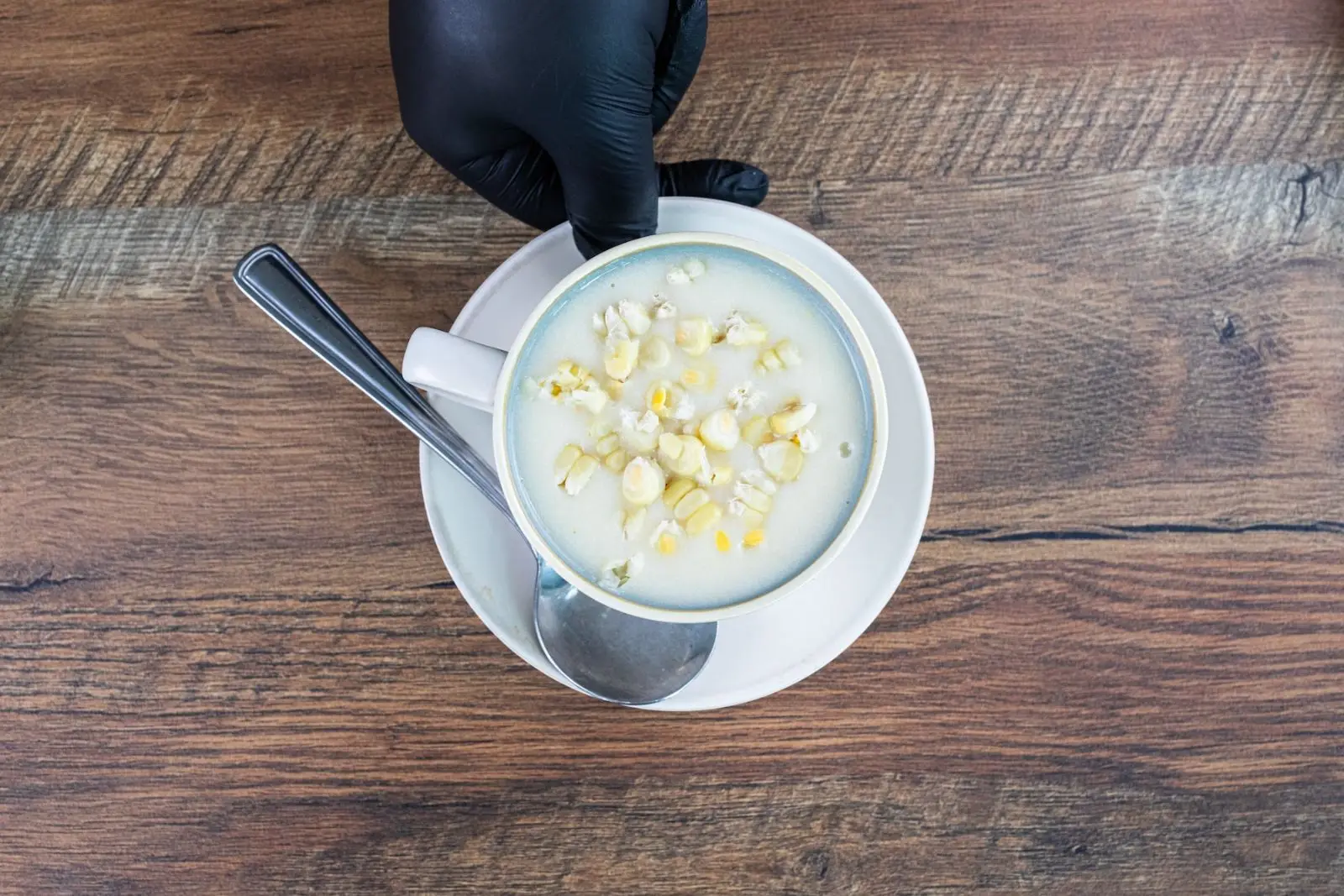 Corn soup in a mug